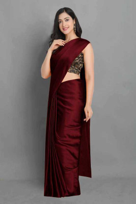 sheladiya Solid/Plain Bollywood Satin Saree(Maroon)