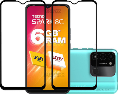 BRENZZ Edge To Edge Tempered Glass for Tecno Spark 8C(Pack of 2)