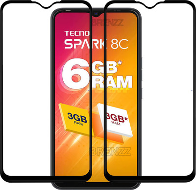 BRENZZ Edge To Edge Tempered Glass for Tecno Spark 8C(Pack of 2)