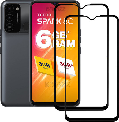 BRENZZ Edge To Edge Tempered Glass for Tecno Spark 8C(Pack of 2)