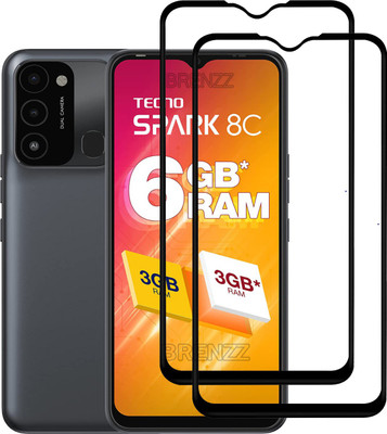 BRENZZ Edge To Edge Tempered Glass for Tecno Spark 8C(Pack of 2)