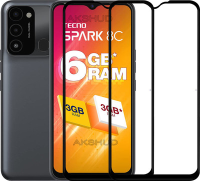 AKSHUD Edge To Edge Tempered Glass for Tecno Spark 8C, Tecno Spark 8C, Tecno Spark 8C(Pack of 2)