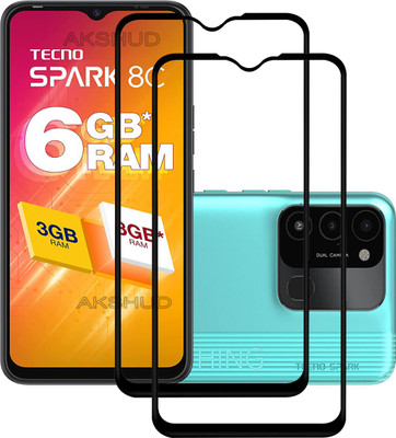 AKSHUD Edge To Edge Tempered Glass for Tecno Spark 8C, Tecno Spark 8C, Tecno Spark 8C(Pack of 2)