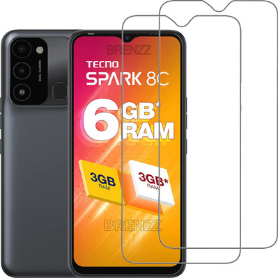 BRENZZ Tempered Glass Guard for Tecno Spark 8C(Pack of 2)