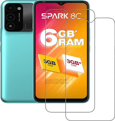BRENZZ Tempered Glass Guard for Tecno Spark 8C(Pack of 2)