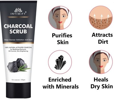 INTIMIFY Charcoal Scrub For Anti Acne, Blackhead Remover for Oily Skin Scrub(100 g)