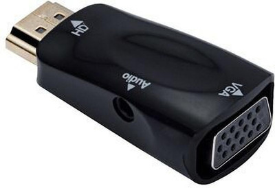 microware HDMI to VGA Converter Adapter Converter with 3.5mm Audio For Laptop PC Projector Media Streaming Device(Black)