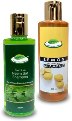 khadi natural herbal Premium Neem Sat Shampoo - Lemon Shampoo (Pack of 2)(400 ml)