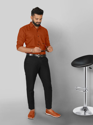 Elanpro Men Solid Casual Brown Shirt
