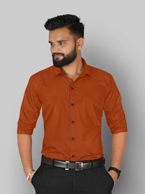 FIBERMILL Men Solid Formal Orange Shirt