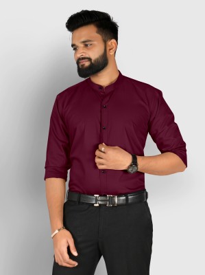 FIBERMILL Men Solid Casual Maroon Shirt