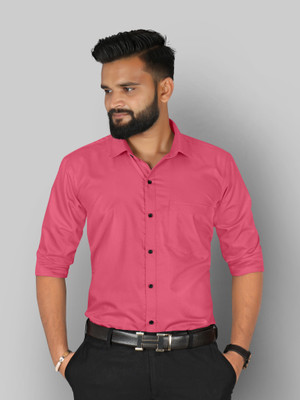 StyleMODO Men Solid Formal Red Shirt