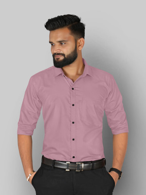 StyleMODO Men Solid Formal Purple Shirt