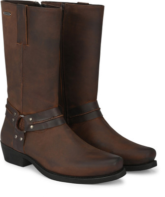 Delize Genuine leather riding boots Boots For Men(Brown , 9)