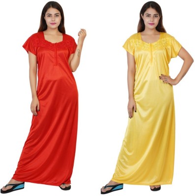 BeeSmart Women Nighty(Orange, Yellow)