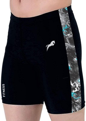 Just Rider Printed Men Reversible Black Swim Shorts