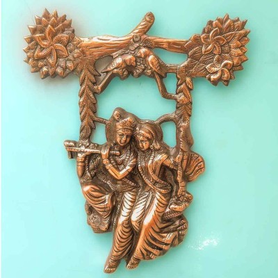 Apkamart Radha Krishna Jhula Wall Hanging For Home & Gifts Decorative Showpiece  -  27 cm(Metal, Copper)