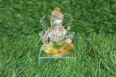 salvusappsolutions Crystal Double Side Face Ganesh for Home-Office Decor (Any Color_1PC) Decorative Showpiece  -  7 cm(Crystal, White)
