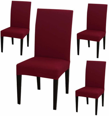 igi Polyester Plain 1 Seater Chair Cover(MAROON Pack of 4)