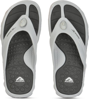 Adda Men Flip Flops(Grey, Black , 8)