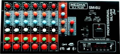 MEDHA D.J. PLUS Profressional SM-6U with built in USB Media Player 6 Channel Sterio Echo Analog Sound Mixer