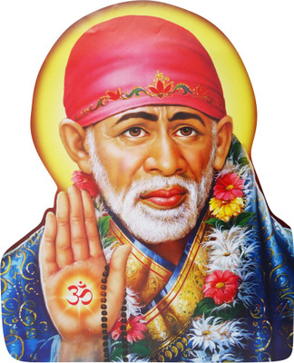 Saiii Designs 58 cm Sai Baba Self Adhesive Sticker(Pack of 1)