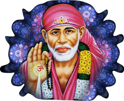 Saiii Designs 58 cm Sai Baba Self Adhesive Sticker(Pack of 1)