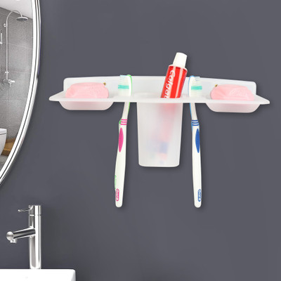 VIJARA Plastic Toothbrush Holder(White, Wall Mount)