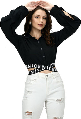 Dee Nonu Casual Solid Women Black Top