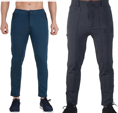 mystify Solid Men Black, Blue Track Pants