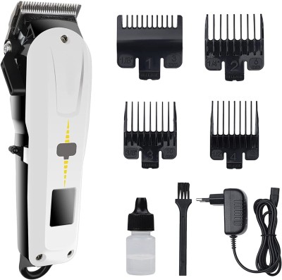 RACCOON LED Display Hair Clipper Heavy Duty for Hair and Beard Cut  Runtime: 240 min Trimmer for Men & Women(White)