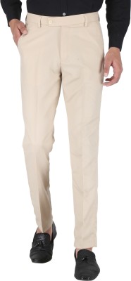 PLAYERZ Slim Fit Men Cream Trousers