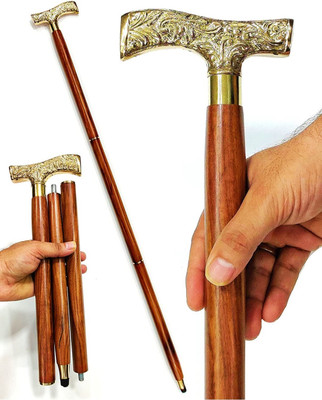 ForestCrafts Victorian Design Brass Handle Beautiful Sheesham Solid Wood (37 Inch) Walking Stick