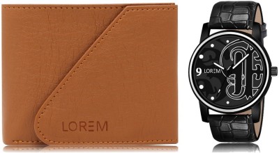 LOREM Men Tan Artificial Leather Wallet(5 Card Slots, Pack of 2)