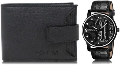 LOREM Men Casual, Formal Black Artificial Leather Wallet(7 Card Slots, Pack of 2)