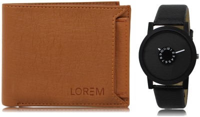 LOREM Men Casual, Formal Tan Artificial Leather Wallet(7 Card Slots, Pack of 2)