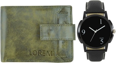 LOREM Men Casual, Formal Green Artificial Leather Wallet(7 Card Slots, Pack of 2)