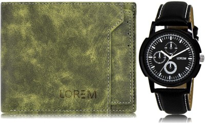 LOREM Men Casual, Formal Green Artificial Leather Wallet(7 Card Slots, Pack of 2)