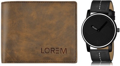 LOREM Men Casual Brown Artificial Leather Wallet(11 Card Slots, Pack of 2)