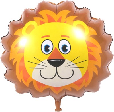 Party Decorz Printed Lion Face Foil Balloon Big Size (25X28 Inch,1 pcs) Jungle/ Safari/ Animal Theme Balloon(Multicolor, Pack of 1)