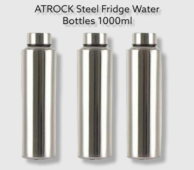 ATROCK 1000ml Stainless Steel Water Bottle For Fridge 3pcs 1000 ml Bottle(Pack of 3, Silver, Steel)