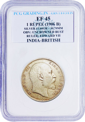 the coins INDIA BRITISH EDWARD VII ONE RUPEE 1906B P C G GRADING Medieval Coin Collection(1 Coins)