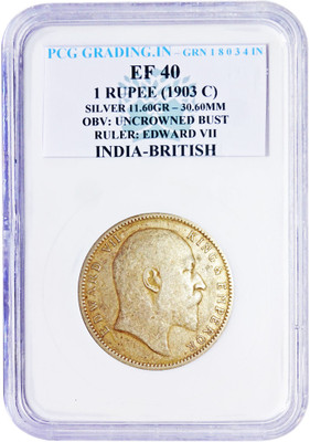 the coins INDIA BRITISH EDWARD VII ONE RUPEE 1903C P C G GRADING Medieval Coin Collection(1 Coins)