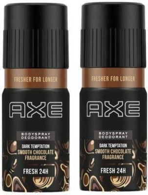AXE Dark chocolate Temptation Body Spray(300 ml, Pack of 2) Body Spray  -  For Men & Women(150 ml, Pack of 2)