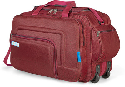 MEDLER (Expandable) AQUIVER-RED Polyester Cabin Size Luggage Duffle Strolley Bag Duffel With Wheels (Strolley)