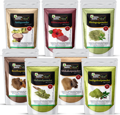 Online Quality Store Reetha + Amla + Shikakai + Bhringraj + Hibiscus + Mehandi + Indigo_700g(700 g)