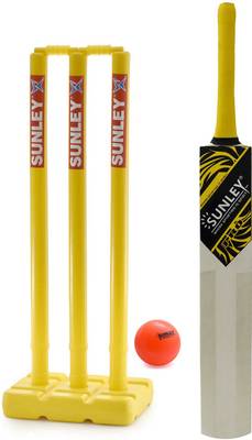 SUNLEY Cricket Set, Pro Cricket Bat Full Size, 1Pvc Wicket Set, 1 Wind Ball Cricket Kit