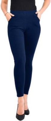 Shri Hub Ankle Length Ethnic Wear Legging(Dark Blue, Solid)