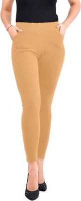 Shri Hub Ankle Length Ethnic Wear Legging(Beige, Solid)