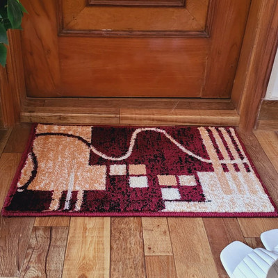 EXOTICE Polyester Door Mat(Maroon, Medium)